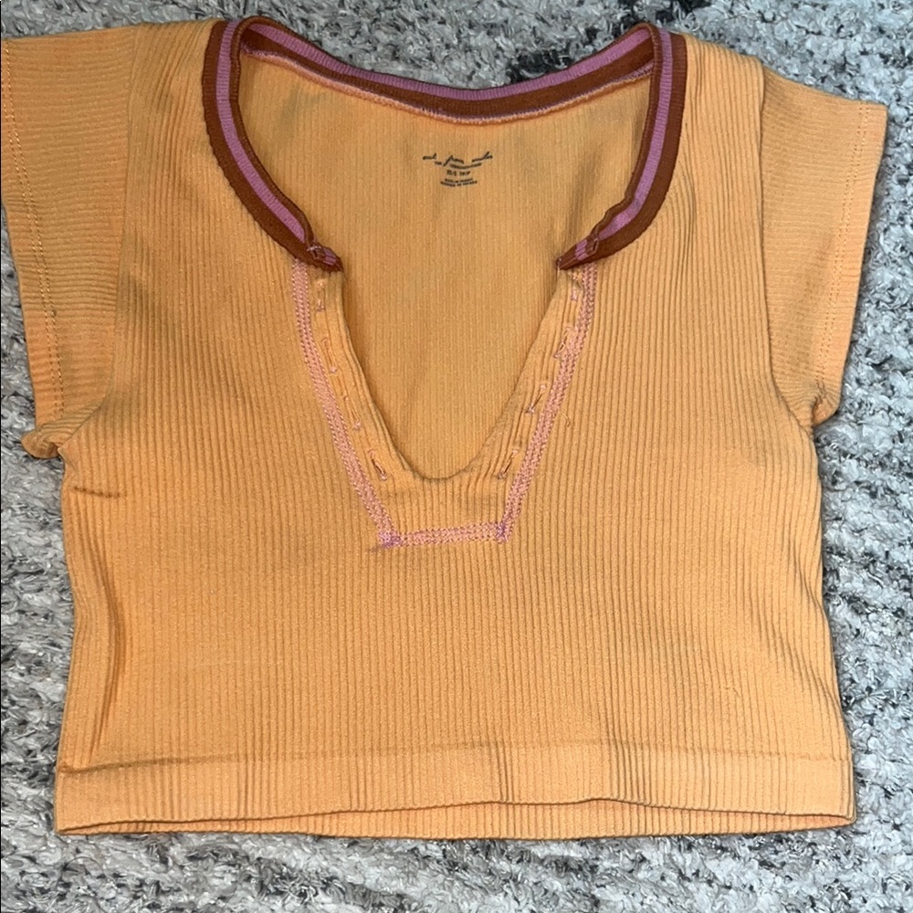Urban Outfitters Mustard and Maroon Crop Top